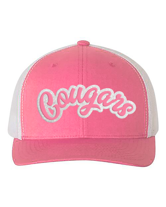 CUSTOMIZED - Cougars Pink Script Trucker Hat YOUTH
